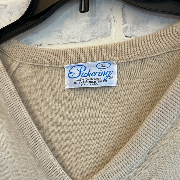 Vintage Men’s Pickering Elmridge Golf Tan Deep V Neck Long Sleeve Sweater Large - Picture 4 of 9